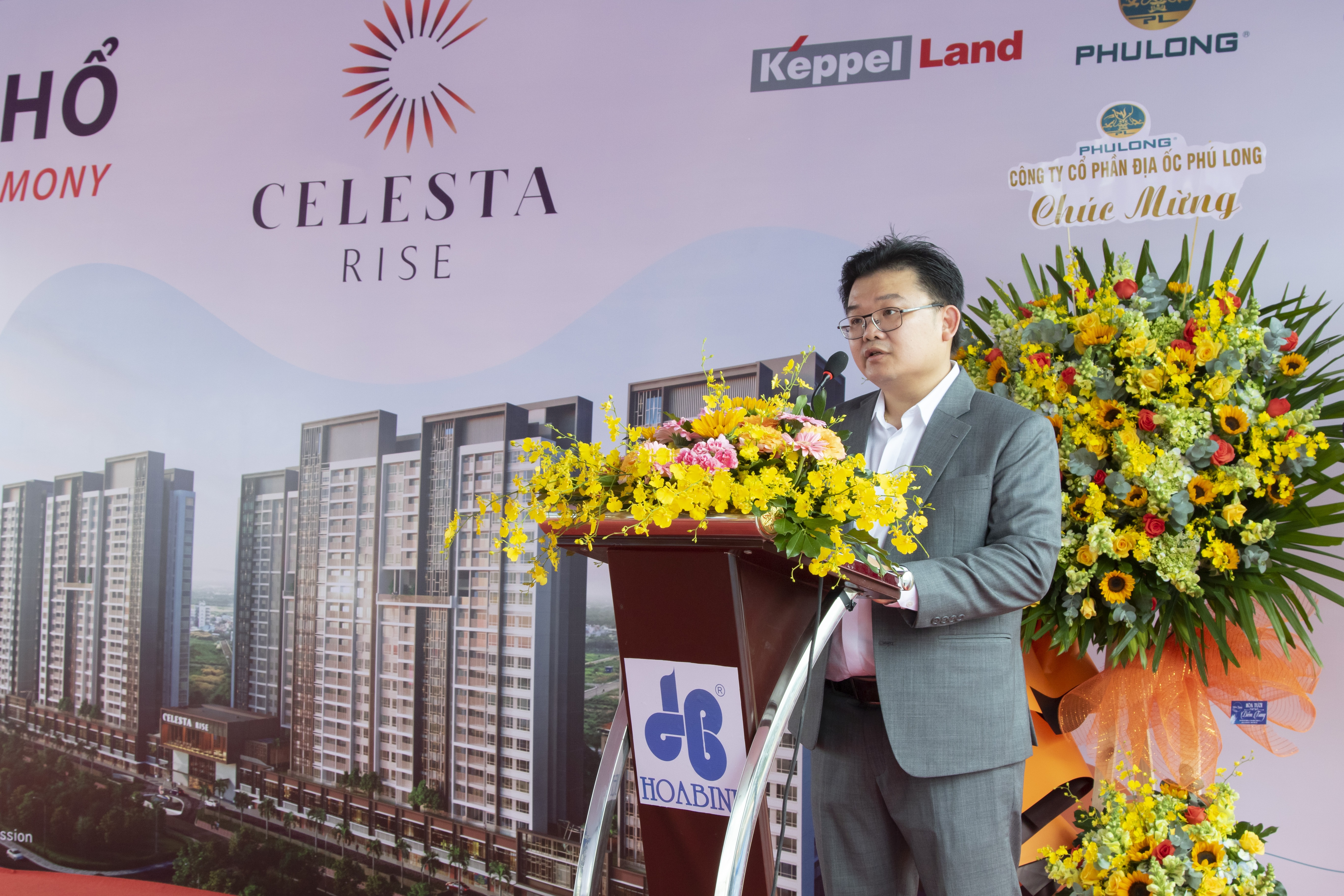 Ông Alvin Lee, Tổng Giám Đốc Công ty Cổ phần Đầu tư Địa ốc Phú Lộc, chủ đầu tư Dự án Celesta Rise, phát biểu tại sự kiện